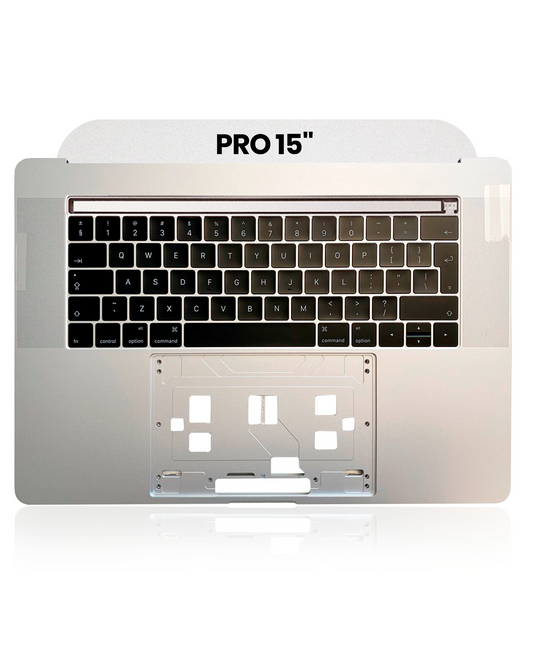 Top Case With Keyboard Compatible For MacBook Pro 15" W/ Touch Bar (A1707 / Late 2016 / Mid 2017) (UK Keyboard) (Used OEM Pull: Grade New) (Silver)