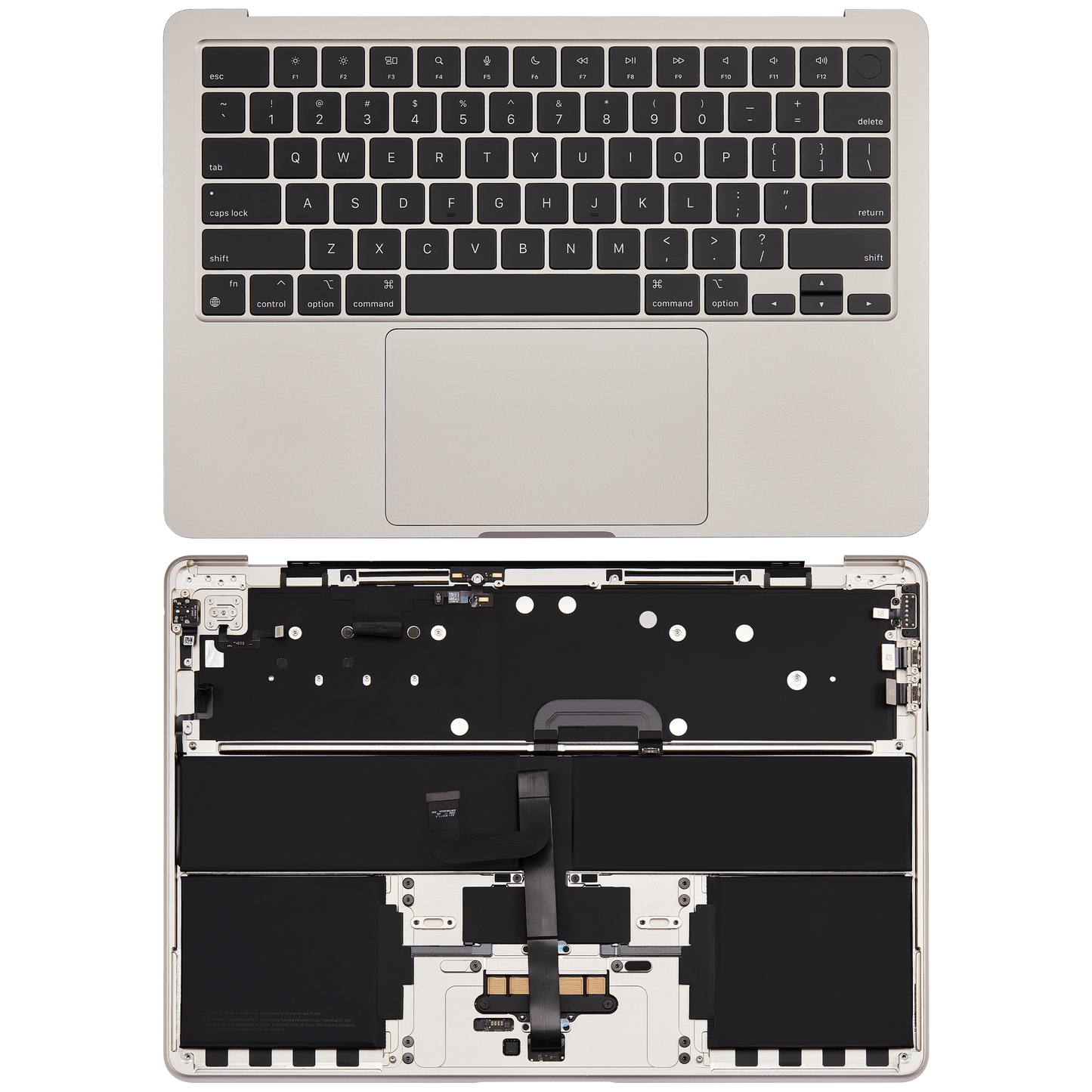 Top Case Assembly With Battery And Keyboard Compatible For MacBook Air 13" (A2681 / Mid 2022) (US Keyboard) (Starlight)