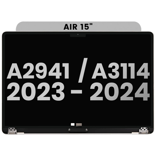 Complete LCD Display Assembly Compatible For MacBook Air 15" (A2941 / Mid 2023) / Air 15" (A3114 / Mid 2024) (Used OEM Pull: Grade A) (Silver)