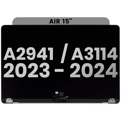 Complete LCD Display Assembly Compatible For MacBook Air 15" (A2941 / Mid 2023) / Air 15" (A3114 / Mid 2024) (Used OEM Pull: Grade A) (Space Gray)