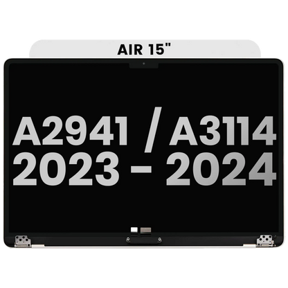 Complete LCD Display Assembly Compatible For MacBook Air 15" (A2941 / Mid 2023) / Air 15" (A3114 / Mid 2024) (Used OEM Pull: Grade A) (Starlight)
