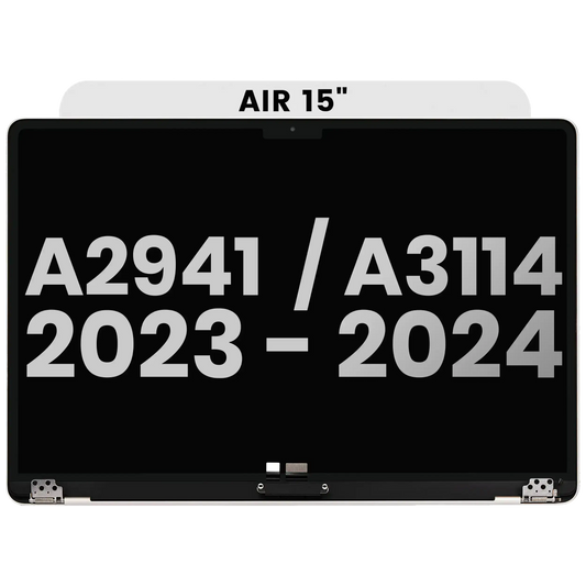 Complete LCD Display Assembly Compatible For MacBook Air 15" (A2941 / Mid 2023) / Air 15" (A3114 / Mid 2024) (Used OEM Pull: Grade A) (Starlight)